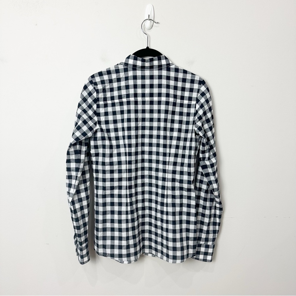 The Limited Fitted Plaid Button Down Shirt Black White Check Lightweight - Picture 2 of 5